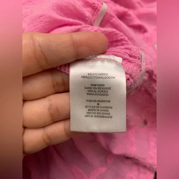 Democracy Pink Textured Blouse with Lace Accents - Picture 7 of 7